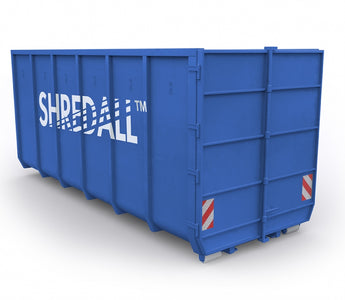 Lockable enclosed skips for confidential bulk shredding and recycling