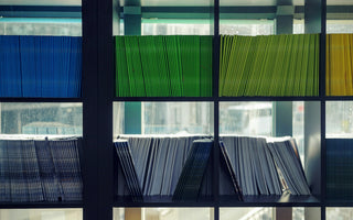 files on a shelf 